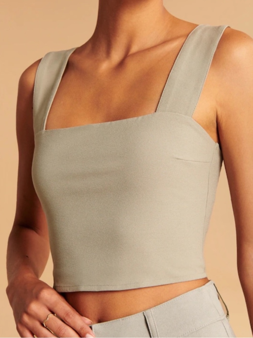 Abercrombie & Fitch Square Neck Top Sage